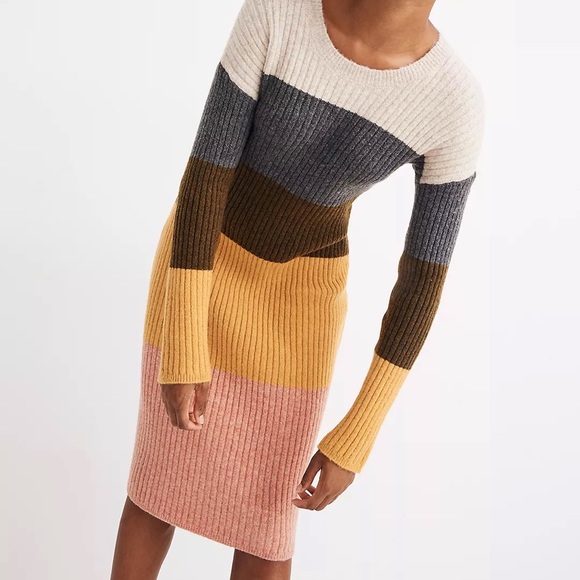 Madewell Dresses & Skirts - Madewell Colorblock Midi Sweater Dress in Coziest Yarn